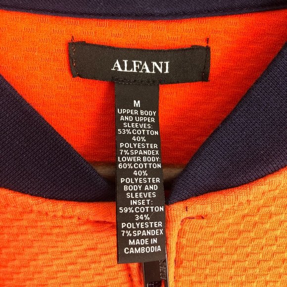 Alfani Men's Medium Blue Orange Grey Retro Full Zip Long Sleeve Track Jacket - Picture 8 of 11